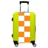 orange checkerboard suitcase